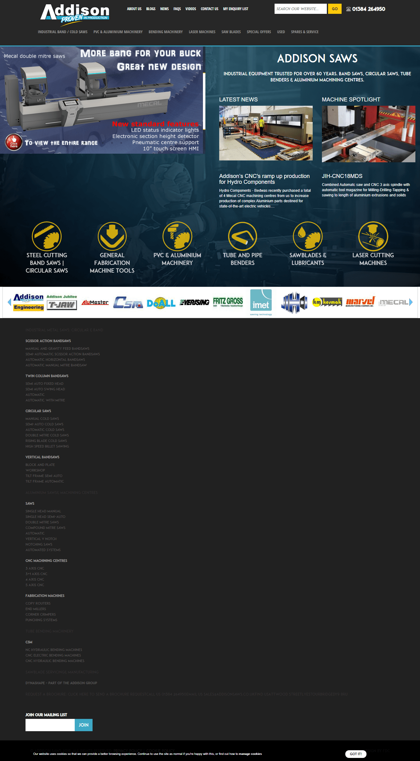 Addison Saws Custom webdesign